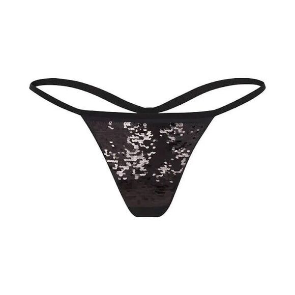 Skims Sequin String Thong Onyx Size Small - Picture 1 of 8